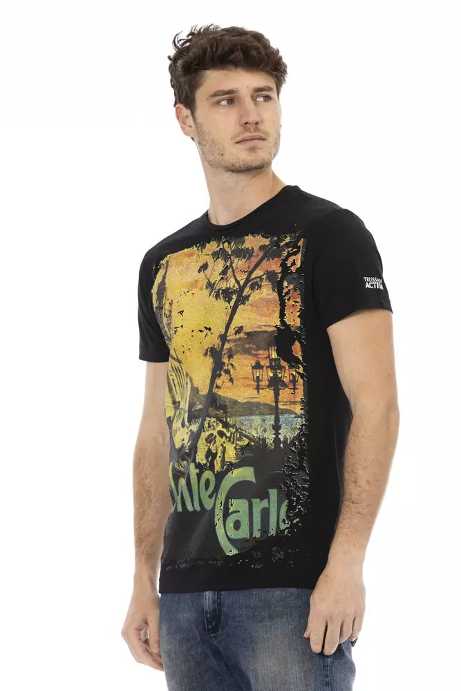 T-shirt homme en coton noir Trussardi Action