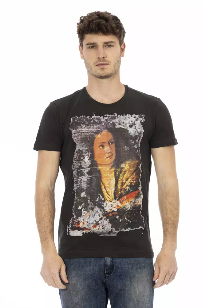 T-shirt homme en coton noir Trussardi Action