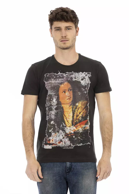 T-shirt homme en coton noir Trussardi Action