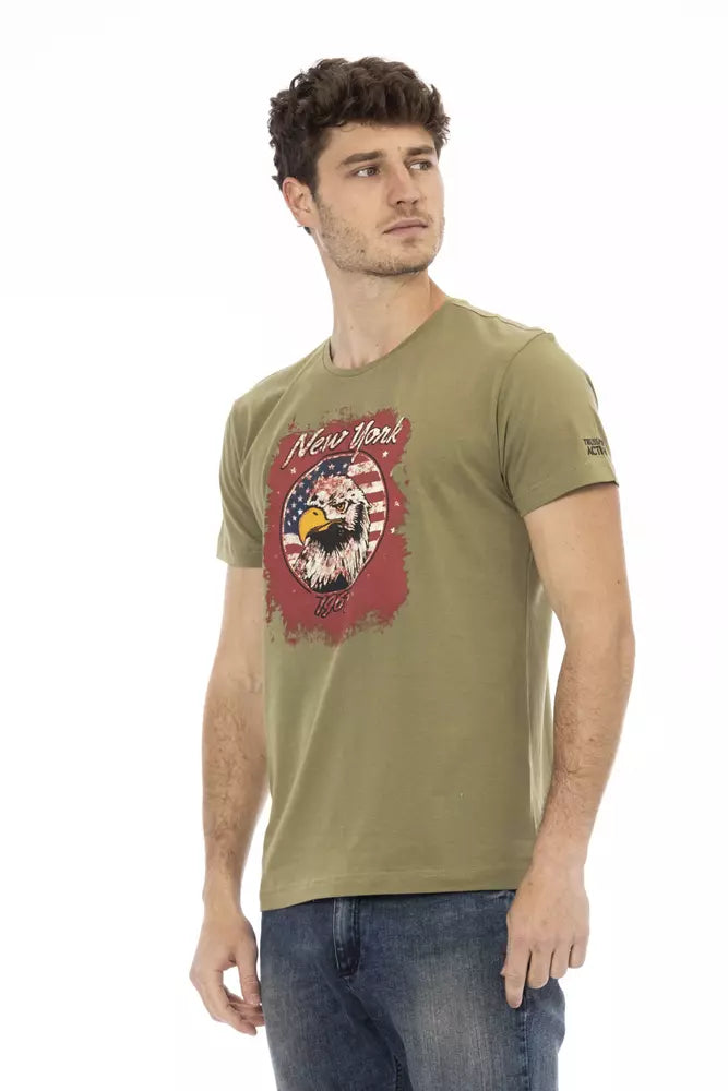 T-shirt homme en coton vert Trussardi Action