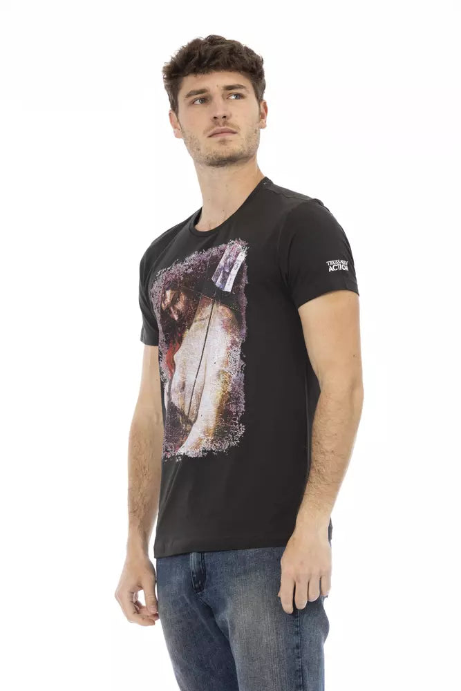 T-shirt homme en coton noir Trussardi Action
