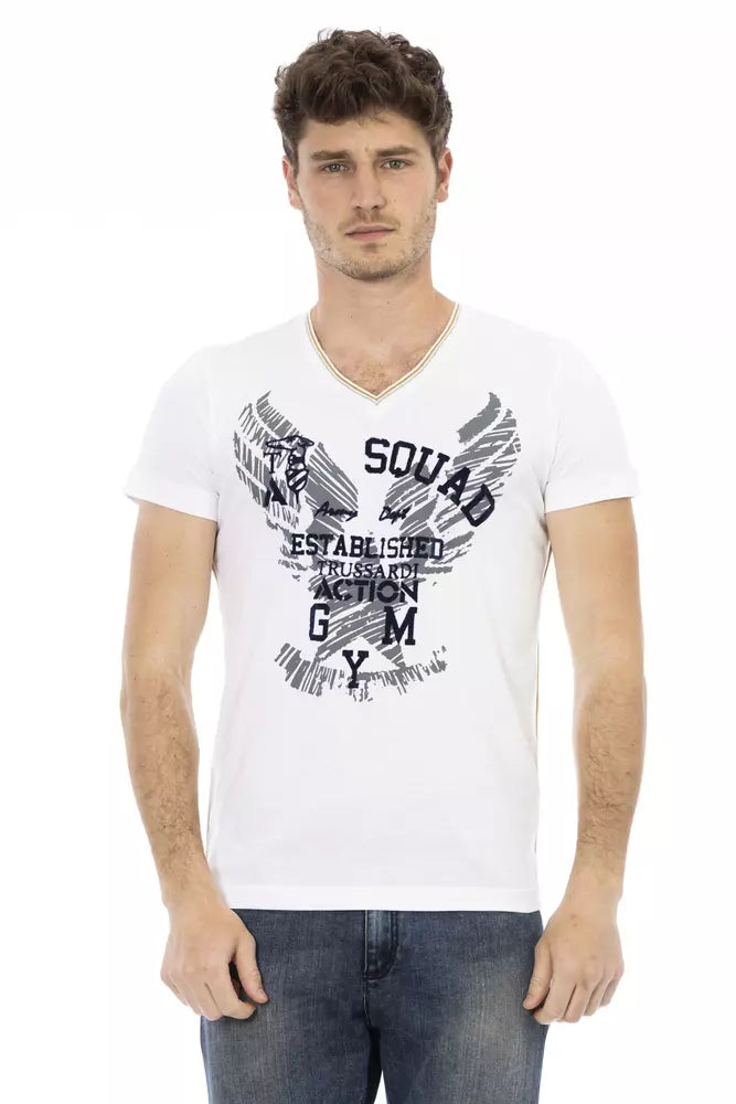 T-shirt homme en coton blanc Trussardi Action
