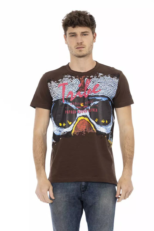 T-shirt homme en coton brun Trussardi Action