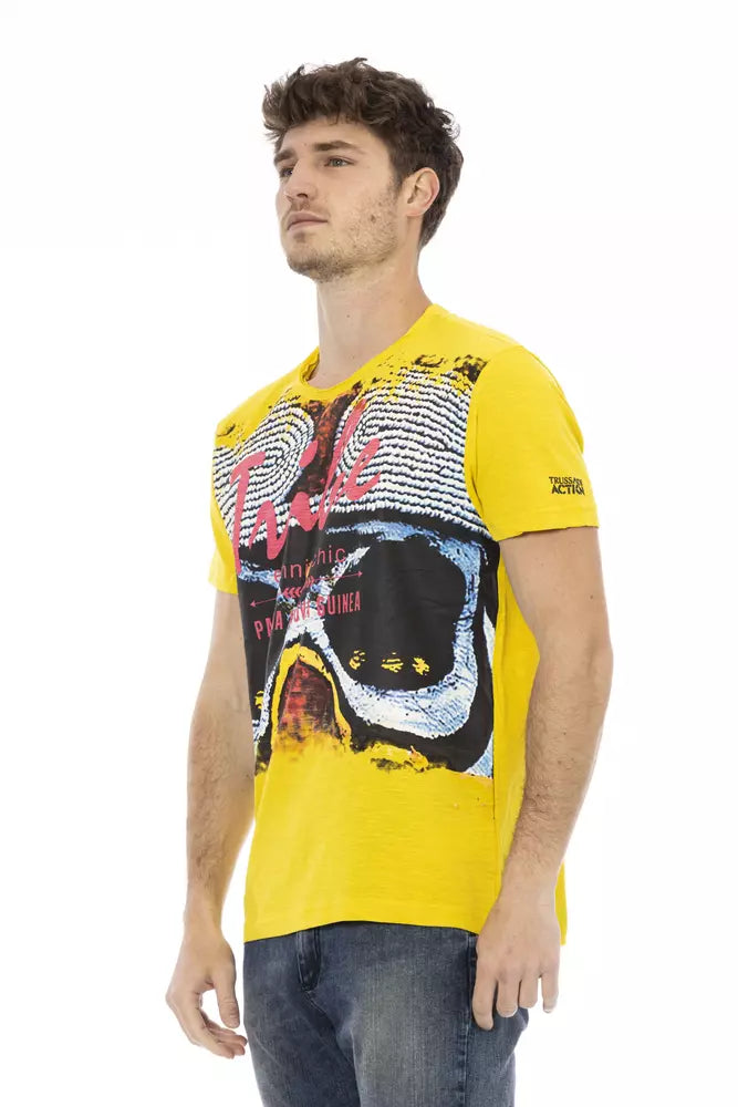 T-shirt homme en coton jaune Trussardi Action