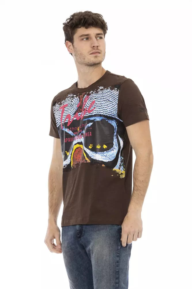 T-shirt homme en coton brun Trussardi Action