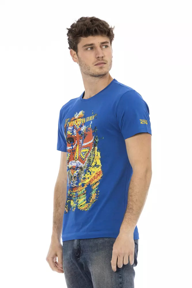 T-shirt homme en coton bleu Trussardi Action