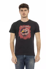 T-shirt homme en coton noir Trussardi Action