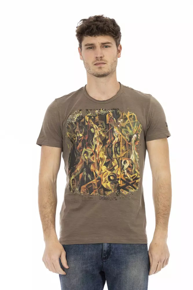 T-shirt homme en coton brun Trussardi Action