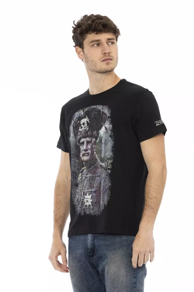 T-shirt homme en coton noir Trussardi Action