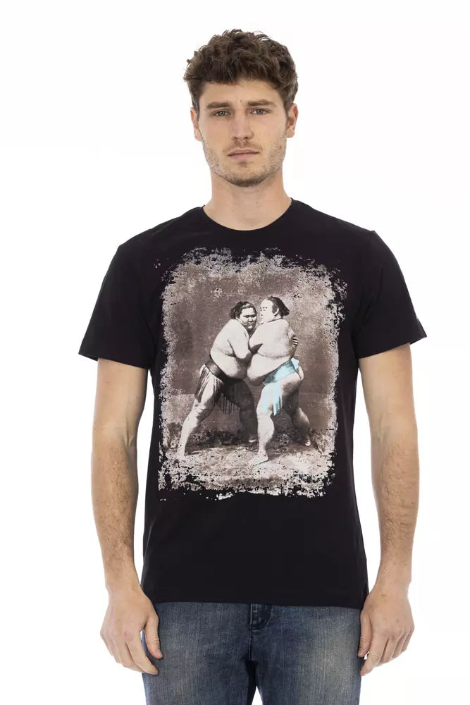 T-shirt homme en coton noir Trussardi Action