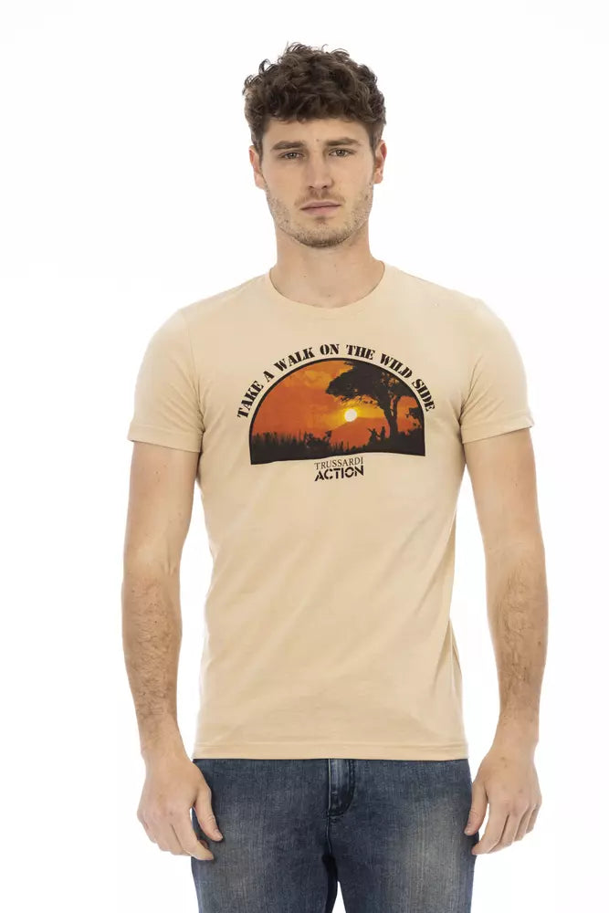 T-shirt homme en coton beige Trussardi Action
