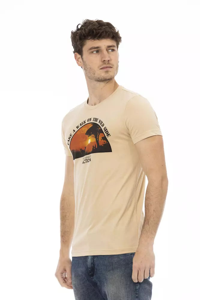 T-shirt homme en coton beige Trussardi Action