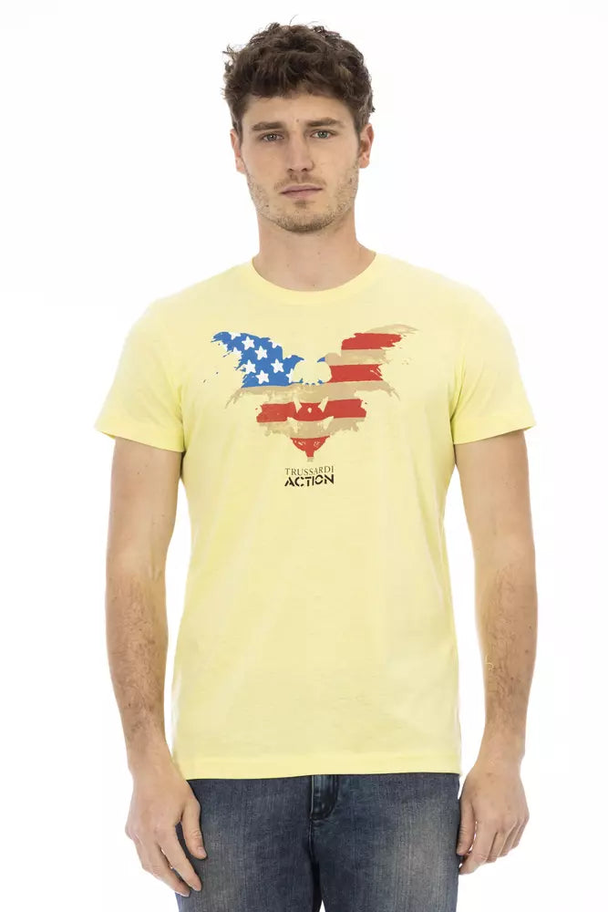 T-shirt homme en coton jaune Trussardi Action