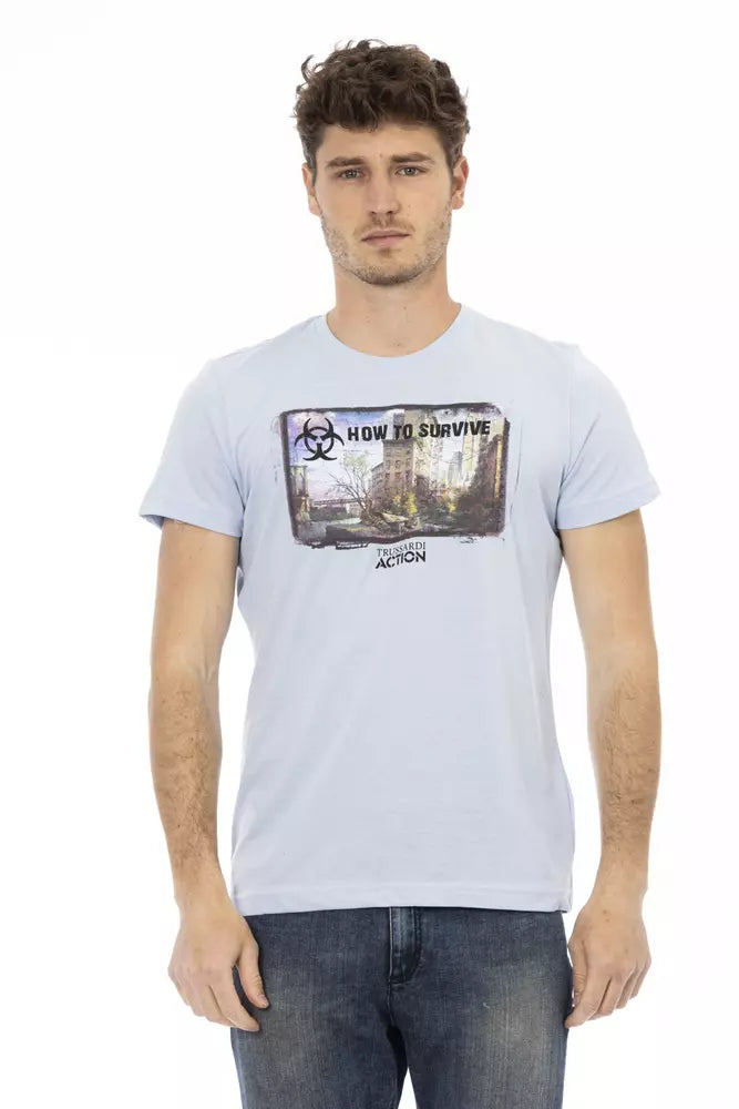 T-shirt homme en coton bleu clair Trussardi Action