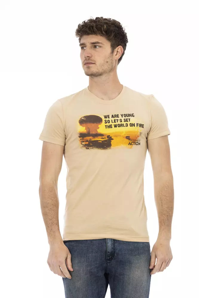 T-shirt homme en coton beige Trussardi Action