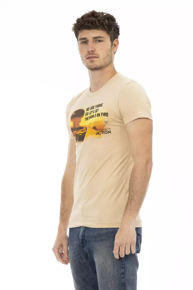 T-shirt homme en coton beige Trussardi Action