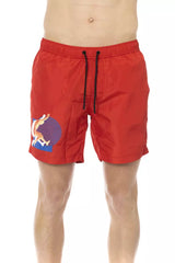 Bikkembergs Red Polyester Men's Swim Shorts - Stylish & Comfortable