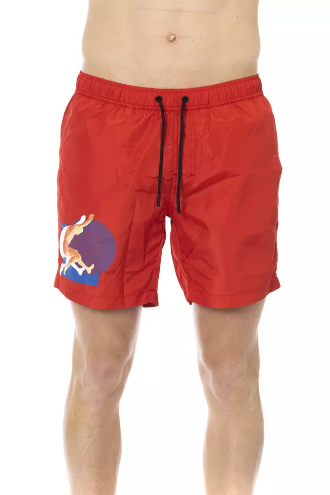 Bikkembergs Red Polyester Men's Swim Shorts - Stylish & Comfortable