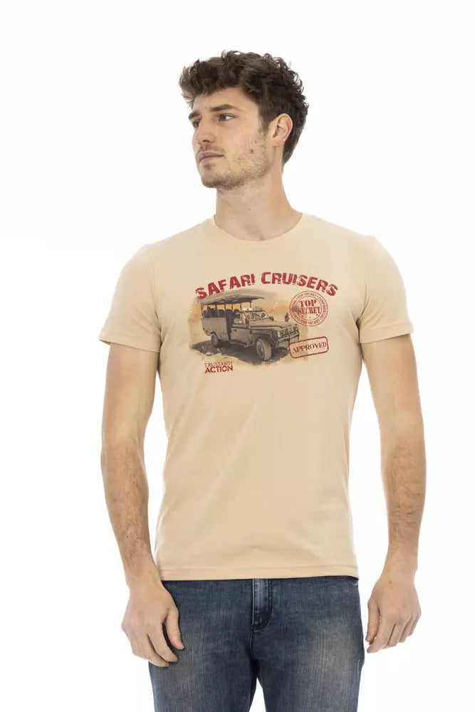 T-shirt homme en coton beige Trussardi Action
