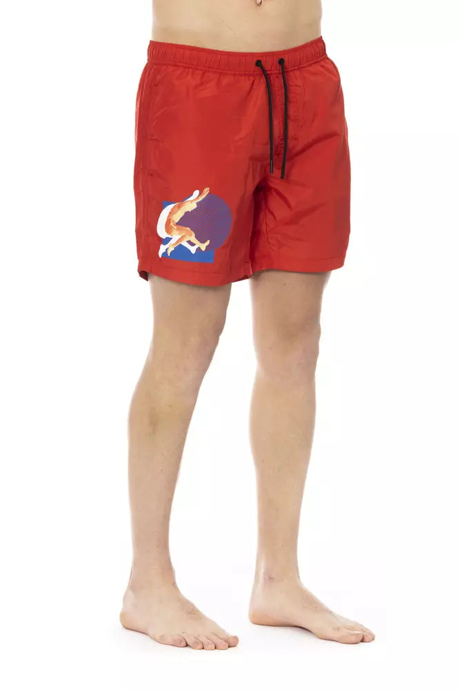 Bikkembergs Red Polyester Men's Swim Shorts - Stylish & Comfortable