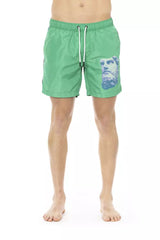 Bikkembergs Green Polyester Men Swim Short - Stylish Swimwear