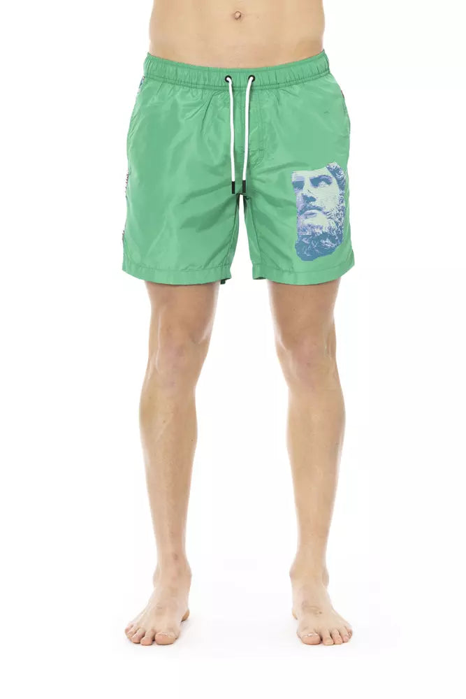 Bikkembergs Green Polyester Men Swim Short - Stylish Swimwear