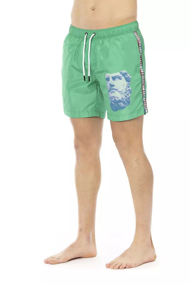 Bikkembergs Green Polyester Men Swim Short - Stylish Swimwear