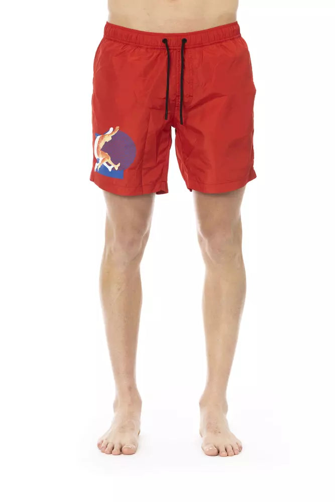 Bikkembergs Red Polyester Men's Swim Shorts - Stylish & Comfortable