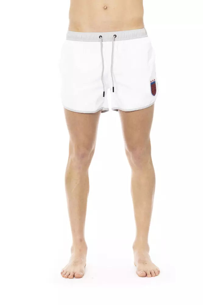Bikkembergs White Polyester Men Swim Short - Élégance et Confort
