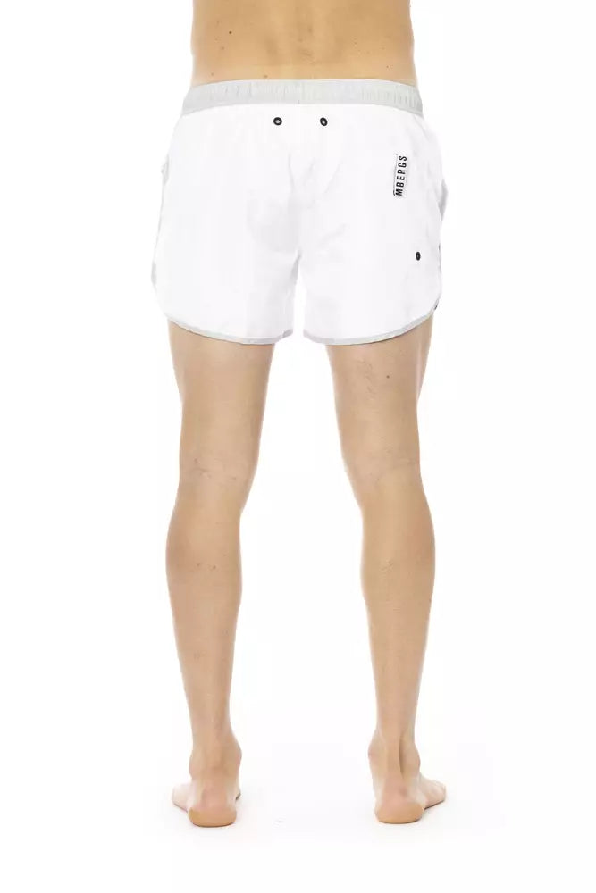 Bikkembergs White Polyester Men Swim Short - Élégance et Confort