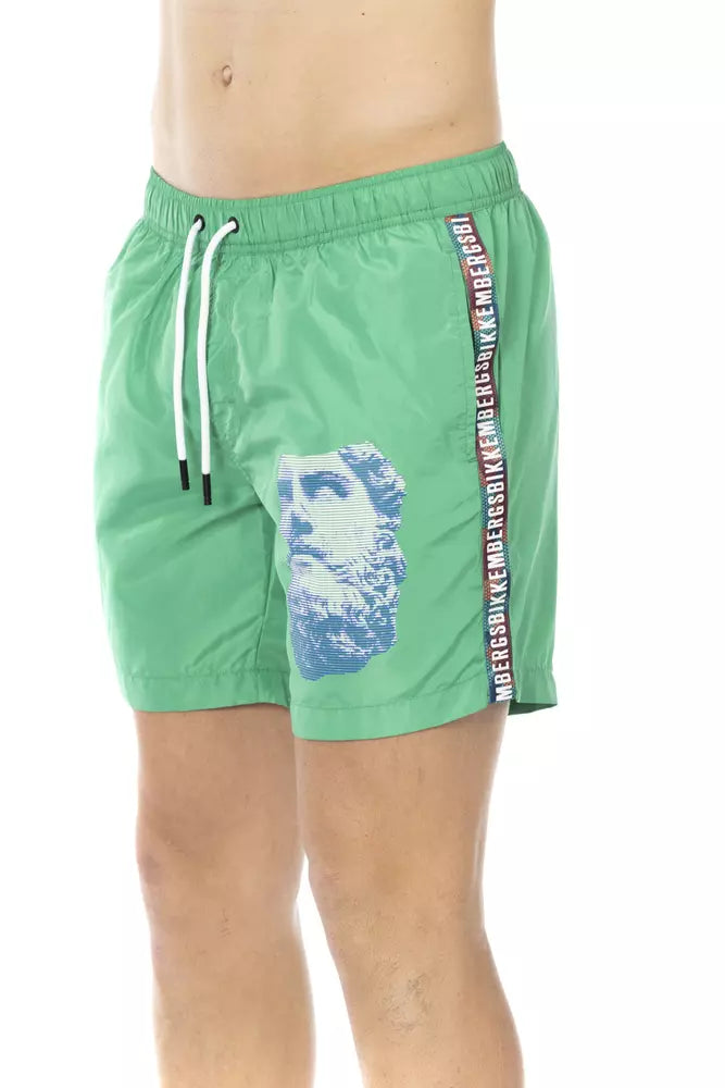 Bikkembergs Green Polyester Men Swim Short - Stylish Swimwear