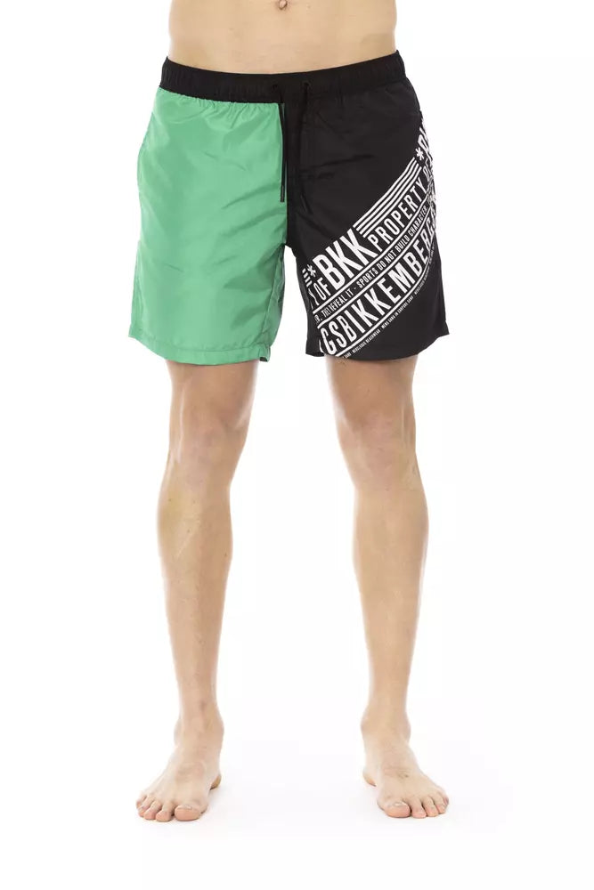 Bikkembergs Green Polyester Men's Swim Shorts - Style and Comfort