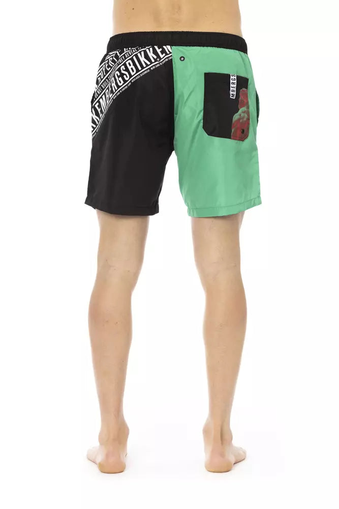 Bikkembergs Green Polyester Men's Swim Shorts - Style and Comfort