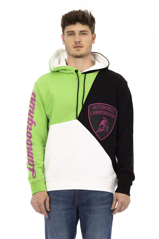 Pull à capuche blanc en coton pour homme Automobili Lamborghini