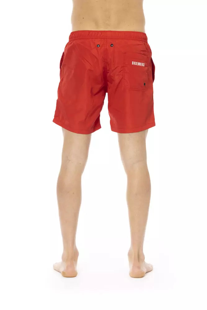 Short de bain rouge en polyester pour homme de Bikkembergs
