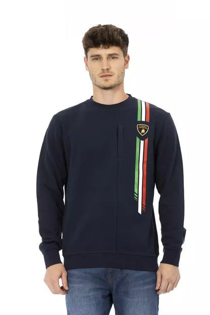 Pull en coton bleu pour homme Automobili Lamborghini