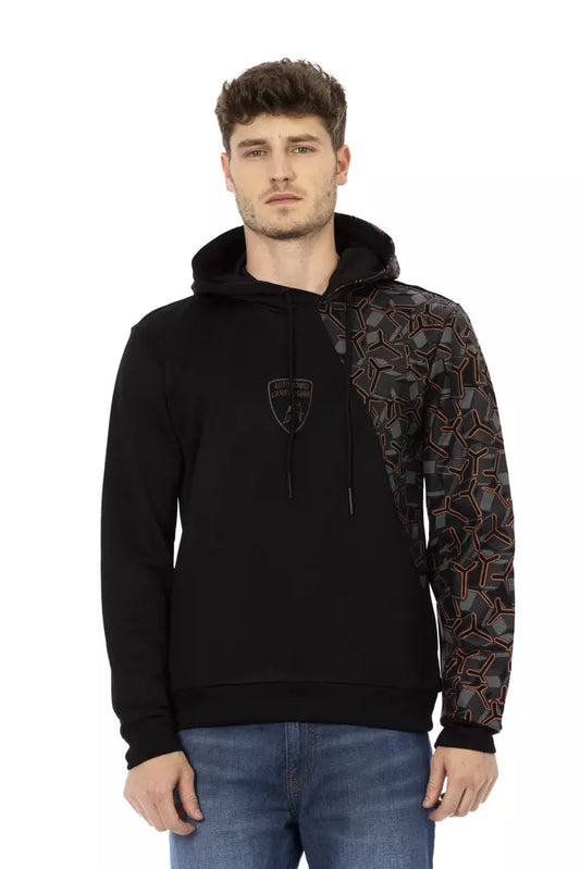 Pull à capuche noir en coton pour homme Automobili Lamborghini