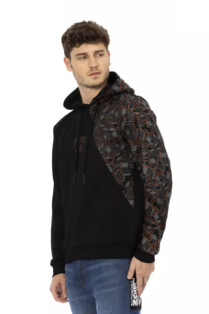 Pull à capuche noir en coton pour homme Automobili Lamborghini