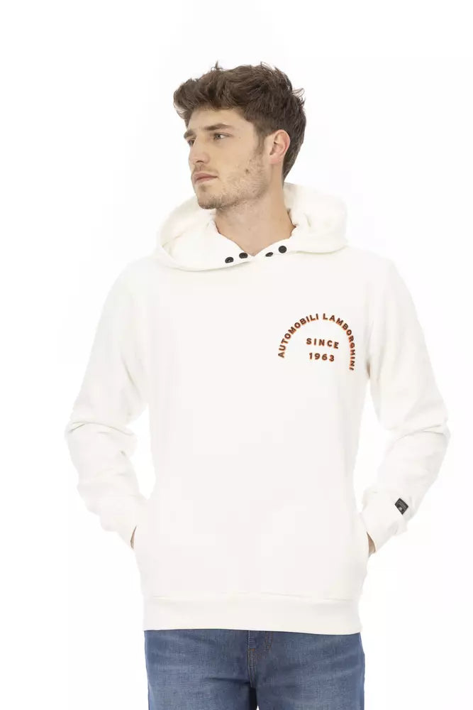 Automobili Lamborghini White Cotton Men's Sweater with Pockets