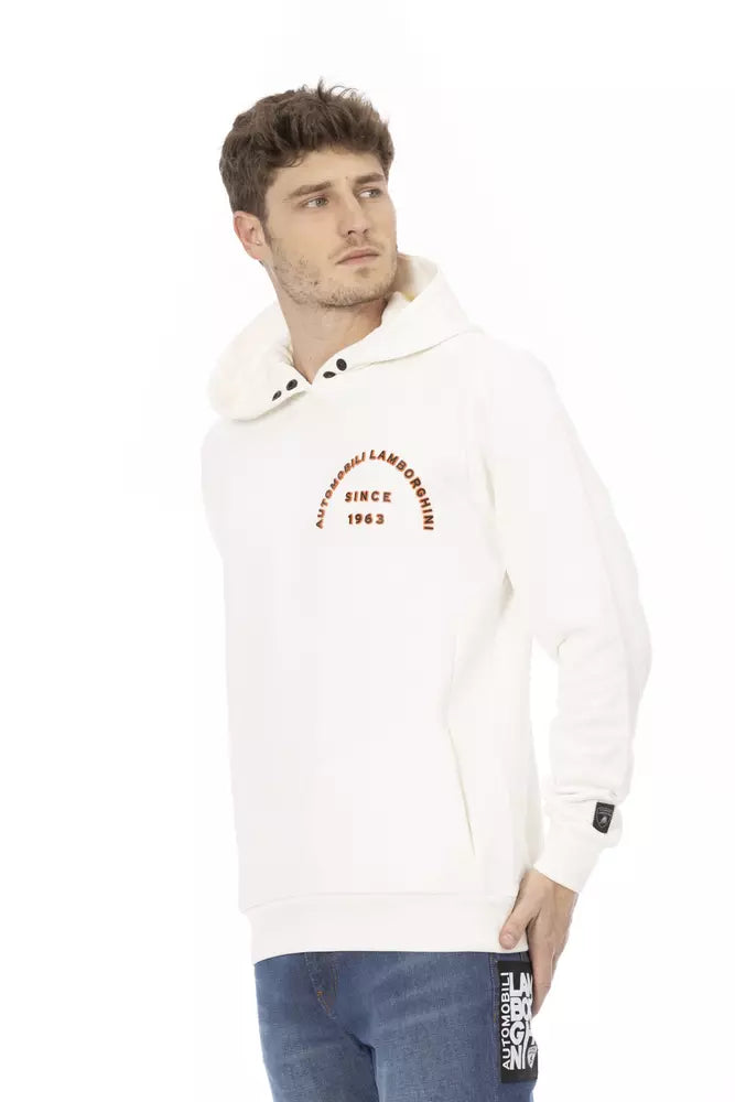 Pull en coton blanc pour homme avec poches, Automobili Lamborghini