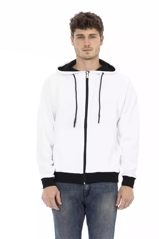 Sweat à capuche blanc en coton pour homme Baldinini Trend