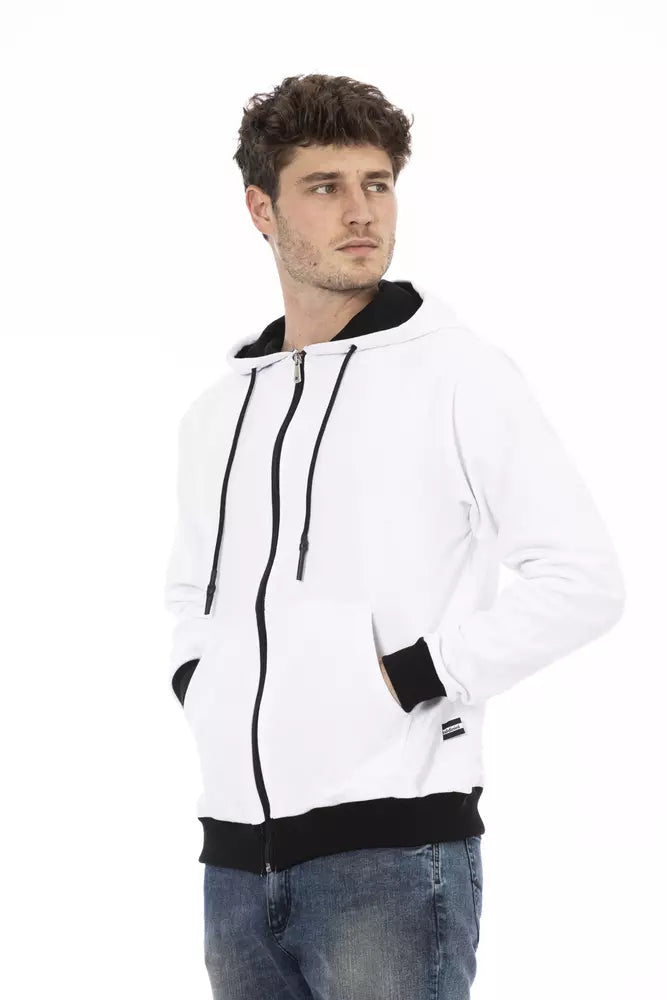 Sweat à capuche blanc en coton pour homme Baldinini Trend