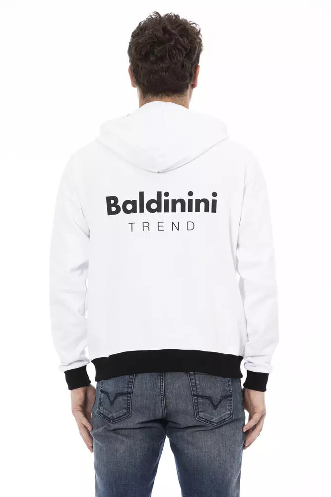 Sweat à capuche blanc en coton pour homme Baldinini Trend