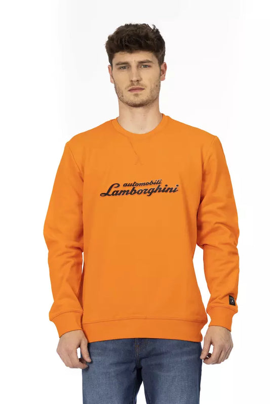 Pull en coton orange pour homme Automobili Lamborghini