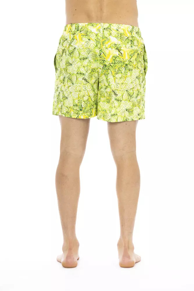 Short de bain pour homme en polyester vert Just Cavalli