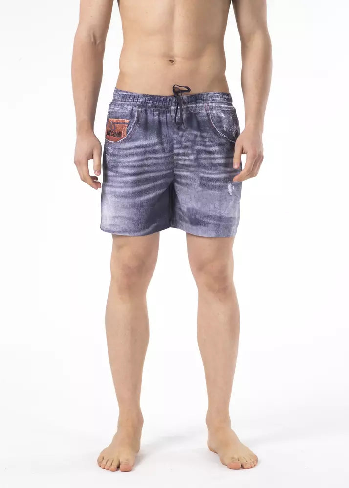 Just Cavalli blauwe zwemshort van polyester voor heren
