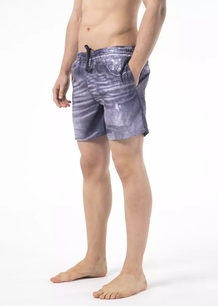 Short de bain pour homme en polyester bleu Just Cavalli