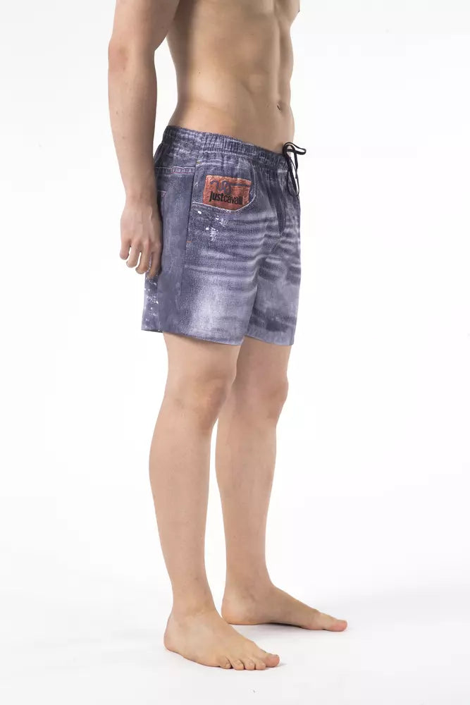 Short de bain pour homme en polyester bleu Just Cavalli