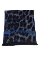 Écharpe Cavalli Class en laine bleue pour homme