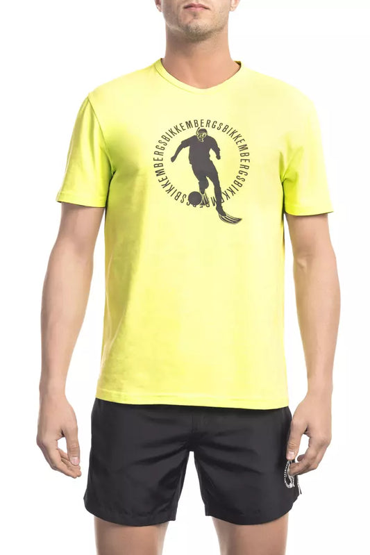 T-shirt homme en coton jaune de Bikkembergs